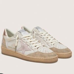 Golden Goose Cream and Pink Star Sneakers